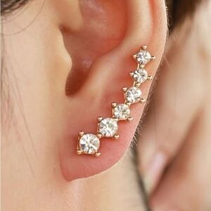 Gold Diamond Climber Earrings